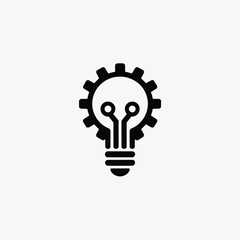 Gear light bulb icon representing innovation and technology