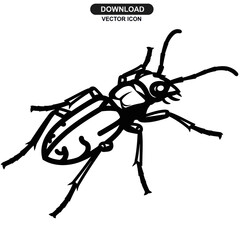 Simple black and white vector icon of an ant.
