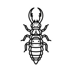 Stylized Line Art Illustration of an Antlion Larva Insect.