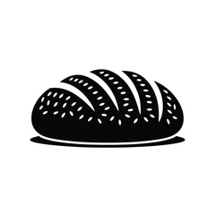 Black and white illustration of a seeded loaf of bread
