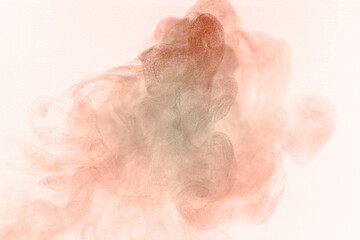 Fototapeta premium Soft peach and pink smoke swirling on a bright light background creates an elegant abstract texture perfect for modern design, artistic overlays, beauty themes, and creative visual projects needing.