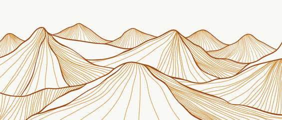 Minimalist Mountain with line art texture. Abstract mountain landscapes backgrounds. mountains range and hill. use for wall art prints, poster Art Decoration, banner