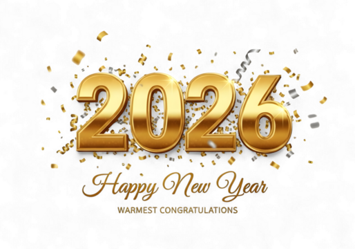 Celebrate a joyful 2026 new year with shimmering gold confetti and warmest congratulations, perfect for seasonal greetings, festive invitations, and cheerful holiday promotions