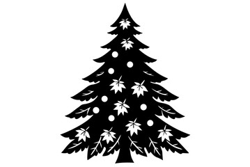 Christmas tree silhouette vector, pine tree black symbol
