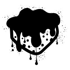 Brownie dessert graffiti with black spray paint splatter