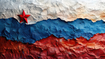 Vintage Italian flag design with red and blue grunge texture on old crumpled paper backdrop