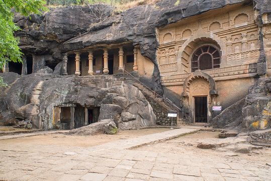 Pandavleni or The Trirashmi Caves or Nashik Caves, a group of twenty-four Hinayana Buddhist caves, a holy Buddhist and Jain site, The cave has images of Buddhas, Bodhisattvas sculptures, Nashik, India