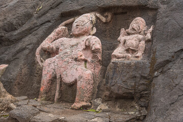 Pandavleni or The Trirashmi Caves or Nashik Caves, a group of twenty-four Hinayana Buddhist caves, a holy Buddhist and Jain site, The cave has images of Buddhas, Bodhisattvas sculptures, Nashik, India
