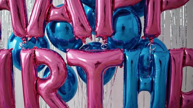Happy Birthday Balloons with Confetti Celebration Party Decoration.
