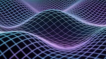 Futuristic Abstract Neon Wireframe Grid Wave Background