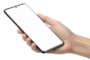 hands showing smartphone with blank screen close up view