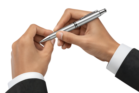 hands with business pen signing important business documents