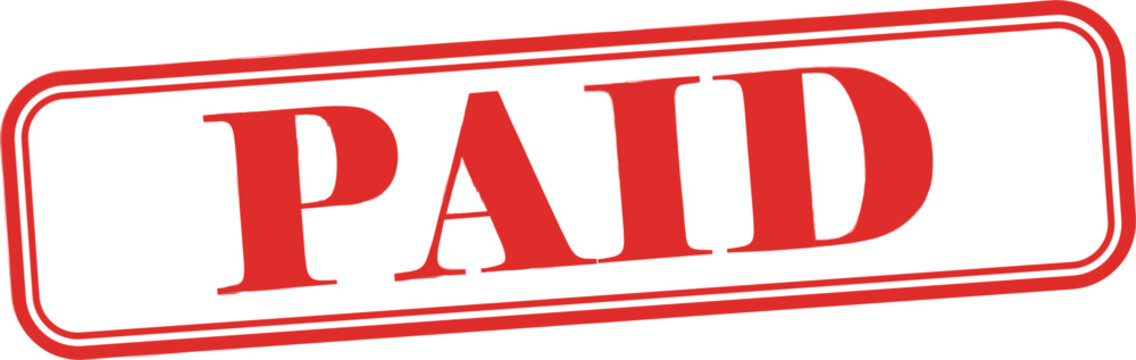Paid stamp mark for transaction completed or invoice settled.