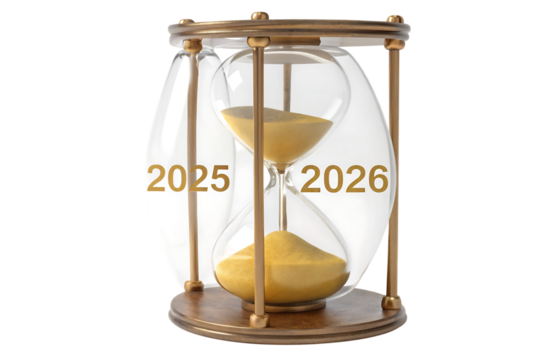 Hourglass with sand signifying passing of time reminding us to move