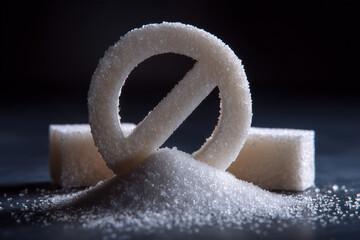 Minimalist Symbol of No Sugar Diet — Clean White Icon with Sugar Cube Crossed Out