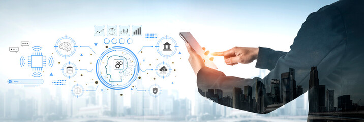 An advanced AI system for business and financial analysis. A futuristic interface for commanding an AI to process data from various domains. Motif