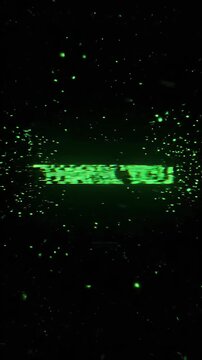 Green Glitchy Thank You Text Animation With Particle Effects