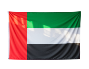 The national flag of the united arab emirates flutters against an isolated on transparent background