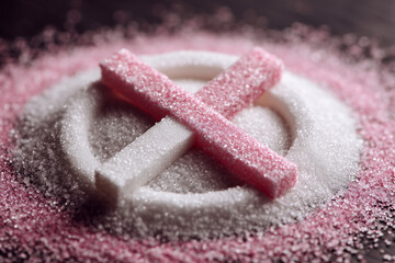 Minimalist Symbol of No Sugar Diet — Clean White Icon with Sugar Cube Crossed Out