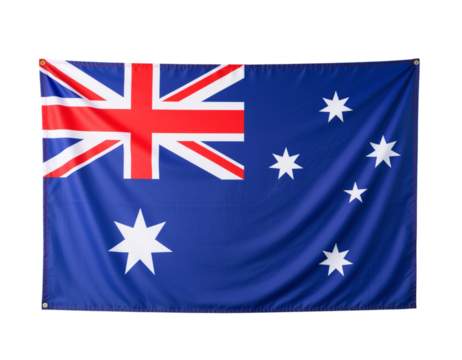 Australian flag waving in the wind isolated on transparent background, a symbol of australia - Powered by Adobe