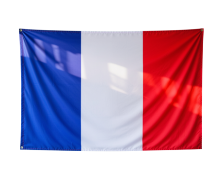 French flag isolated on transparent background, a symbol of france, representing its values and history