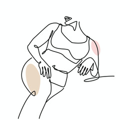 Beautiful Curvy Woman one line drawing. Beautiful Curvy Woman single line illustration. Beautiful Curvy Woman minimalist line art. Beautiful Curvy Woman vector art
