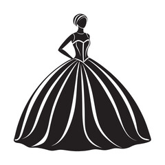 Grand Volumetric Ball Gown Outline Silhouette