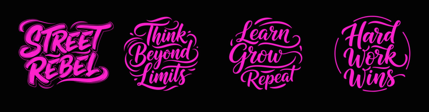 Neon Typography Collection - Motivational Quotes and Phrases.