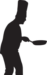 Chef holding frying pan silhouette graphic design icon