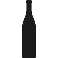 Simple Black Silhouette Of A Wine Bottle On A Transparent Background