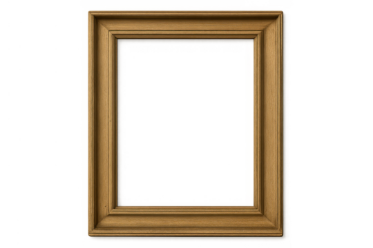 Wooden frame creating border for content, empty classic rectangle shape with transparent background
