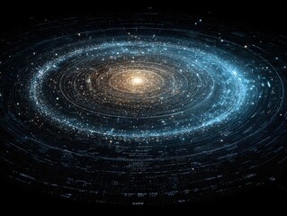 Cosmic scale comparison atom to galaxy seamless transition across dimensions educational visualization of universal symmetry