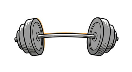 Barbell with weights on each side in a simple graphic style  