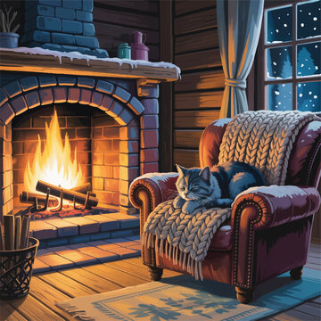 A festive collection of Christmas-themed illustrated designs arranged in a grid layout. The set includes cheerful holiday artwork such as Santa Claus illustrations, cozy winter scenes, fireplaces, coc