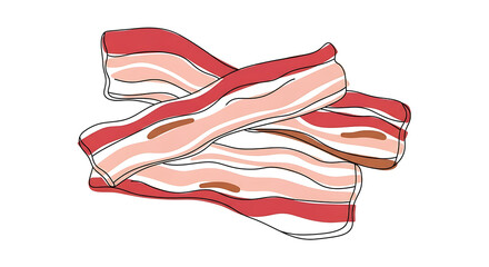 Crispy bacon strips arranged on white background  