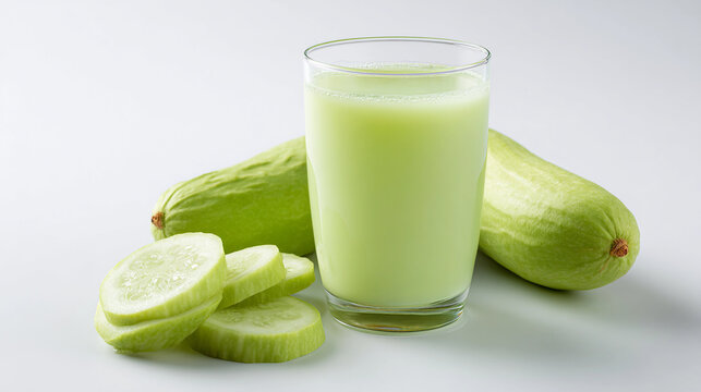 lauki juice in glass on white background