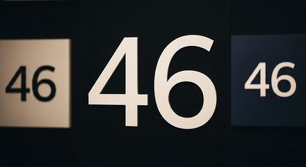 Number 46 displayed in three different colored squares on a dark background, highlighting the digit in various light and dark tones