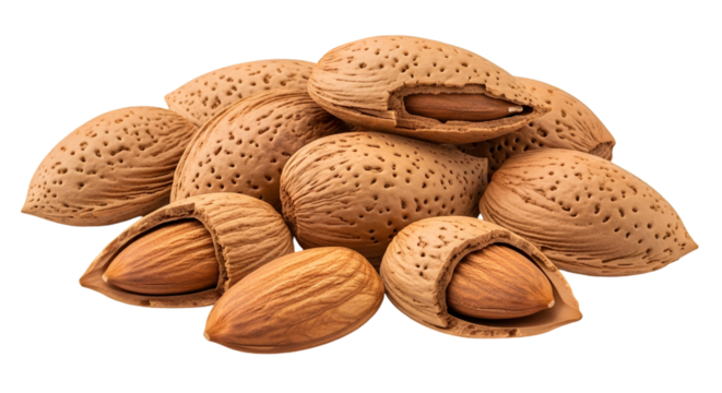 Pile of delicious almonds with shells, a healthy snack for mindful eaters and culinary creations, perfect for nutrition guides and food blogs