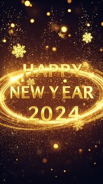 Happy New Year 2024 Golden Sparkle Animation Festive Celebration