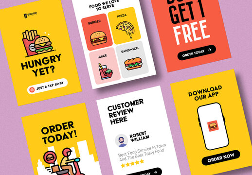 Food Delivery Promo Social Media Template Pack