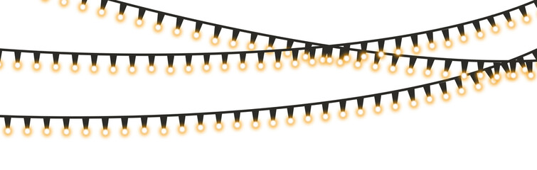 Warm Festive String Lights Garland Isolated on Background