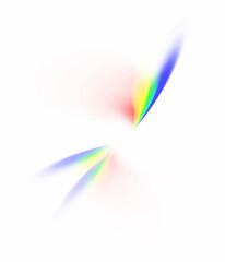 sunlight refracted by prism in rainbow colours, white background