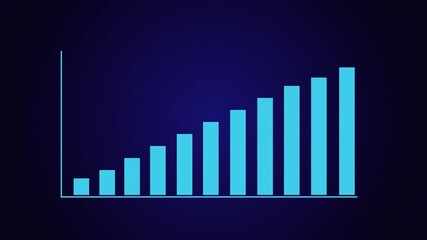 A short visual showing bar charts with rising and falling trends, ideal for data analysis themes, business presentations, or any project requiring statistical visuals.