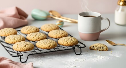 Freshly Baked Warm Ginger Molasses Cookies on Cooling Rack