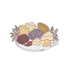 Charcuterie board with flowers