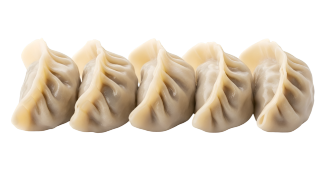 Delicious steamed dumplings ready to eat, perfect for Asian cuisine promotions and restaurant menus, highlighting fresh, authentic flavors