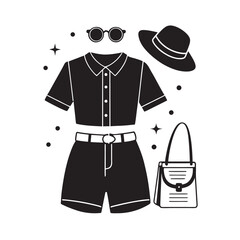 Casual Summer Shirt Shorts Accessories Outfit Silhouette