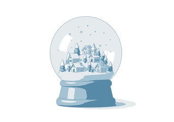 Charming Winter Village Scene Encased in a Snow Globe.
