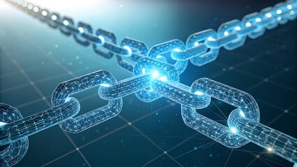 Blockchain technology concept with digital chain links