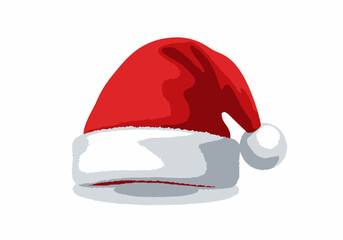 Classic Red Santa Hat with White Fur Trim and PomPom Detail.